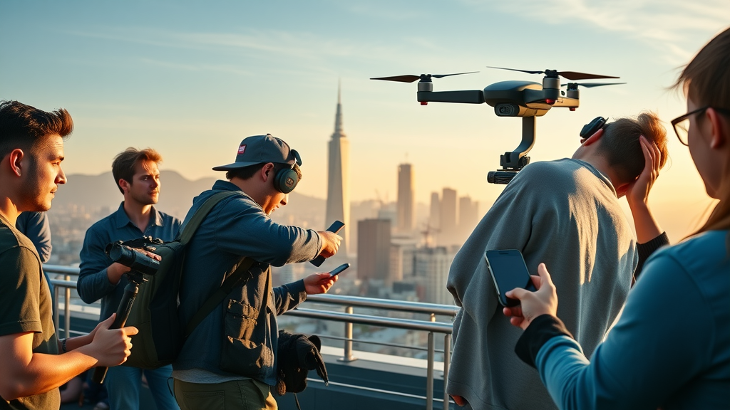 innovative sf content creators orchestrating viral video shoot on San Francisco rooftop