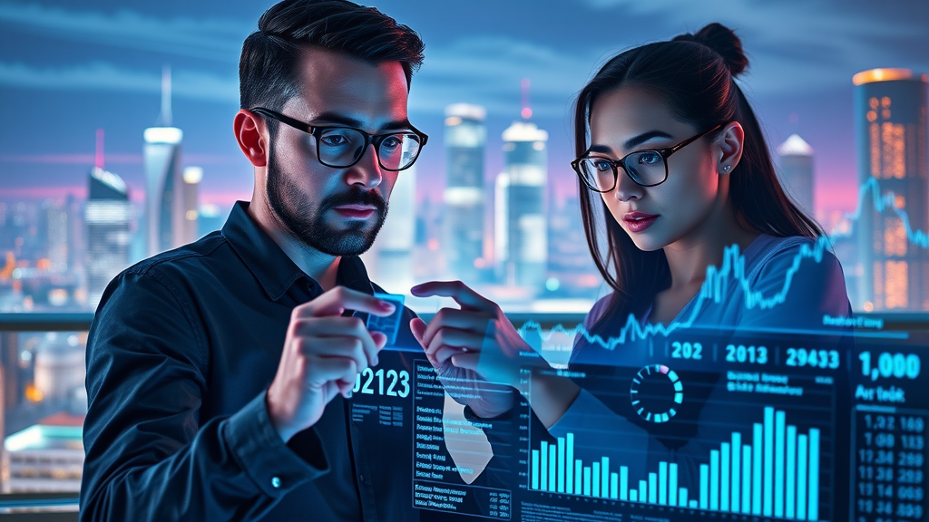 Futuristic content creation agencies sf team analyzing virtual data for marketing services in the digital age.