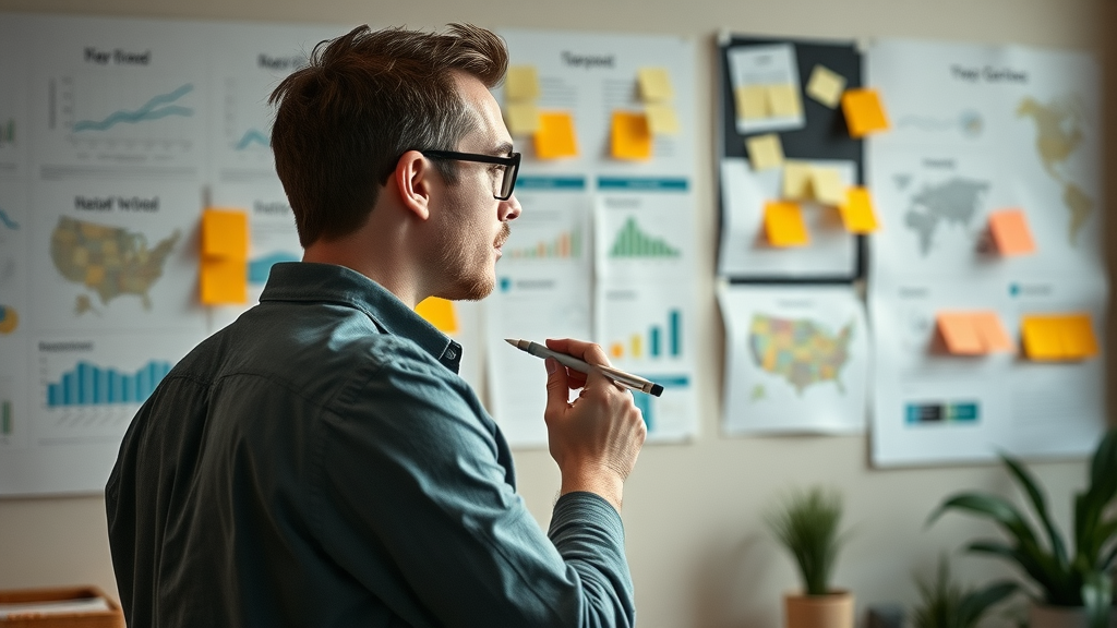 determined entrepreneur strategizing local content marketing, small business