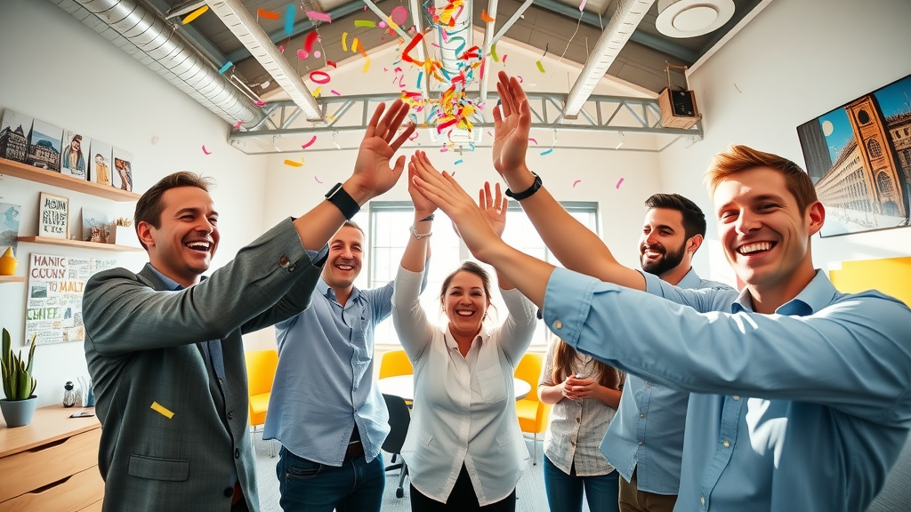 San Francisco content creation agencies sf team celebrating successful digital marketing campaign.