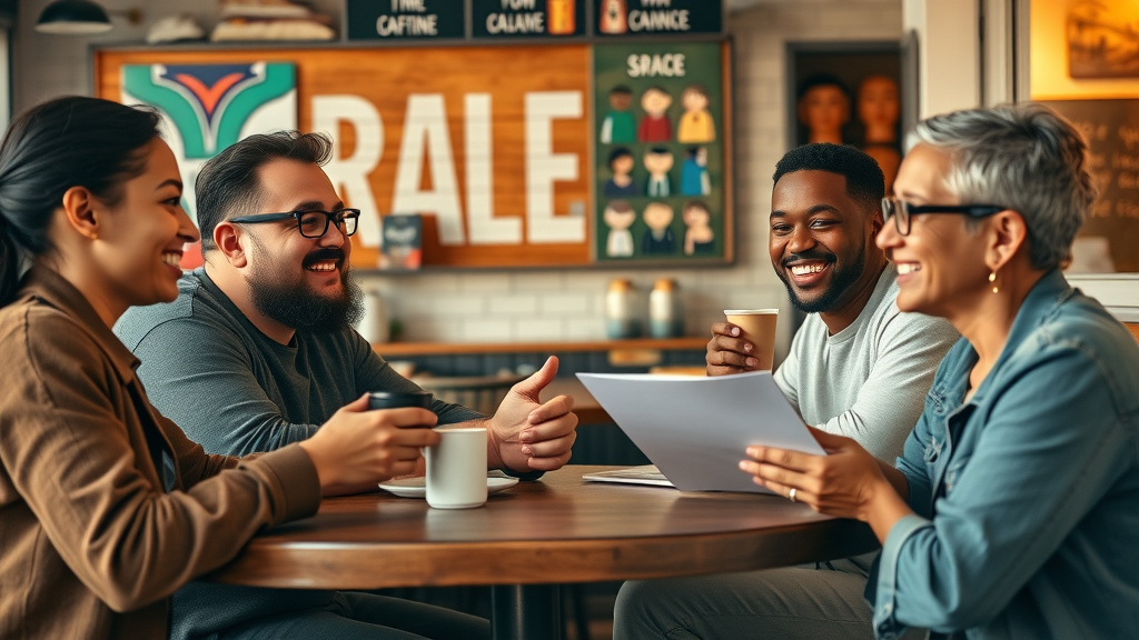 diverse local business owners collaborating, local community stories, content marketing strategy