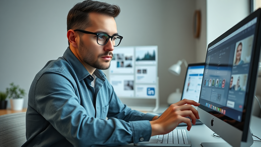 Content creation agencies sf professional manages social media posts using advanced software for optimal engagement.