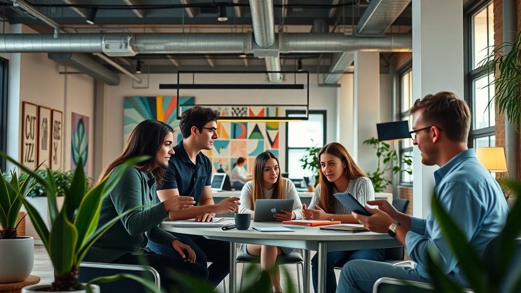 Modern content creation agencies sf office in San Francisco with a creative team using digital marketing strategies.