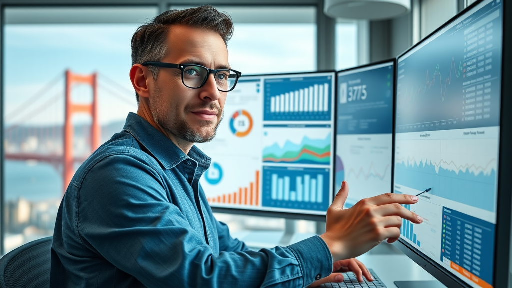 digital marketer analyzing influencer campaign metrics in San Francisco Bay Area