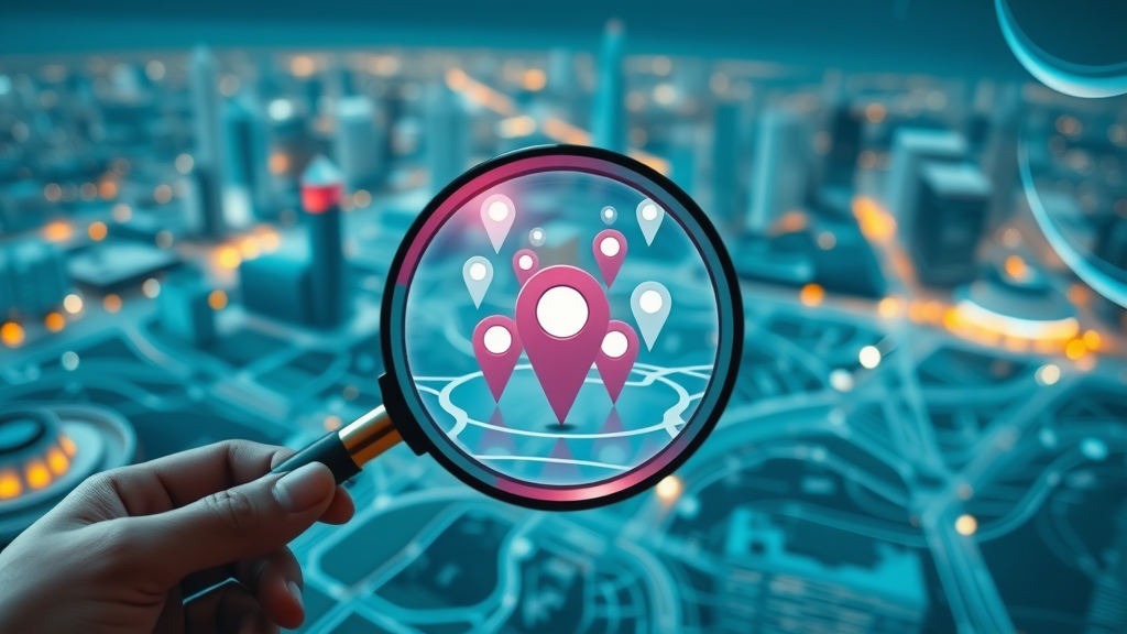 digital map with highlighted local business pins, search engine local content marketing