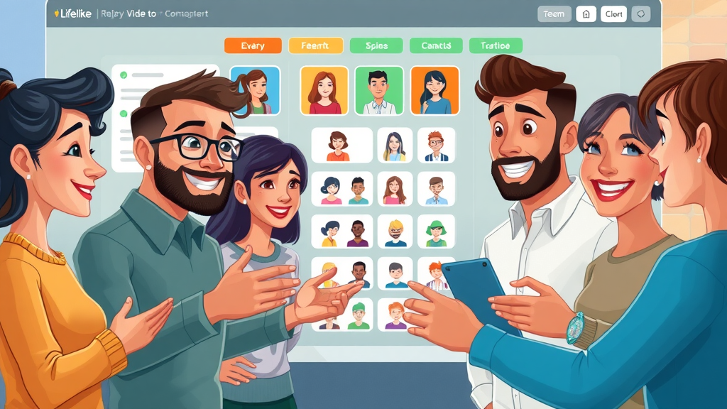 Engaging digital experience where diverse customers interact with personalized marketing content in a vibrant, detailed environment