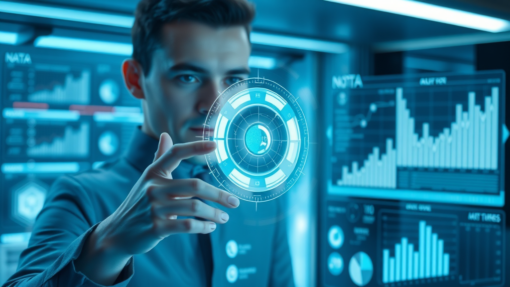 sleek artificial intelligence interface showing data patterns for machine learning in marketing