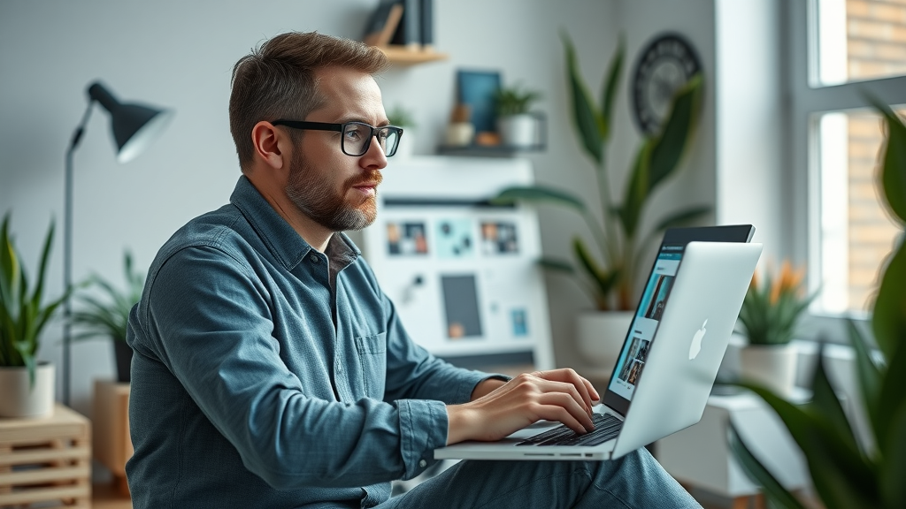 Professional marketer working on AI-generated marketing content with Jasper, showcasing content creation using an AI-driven marketing tool.