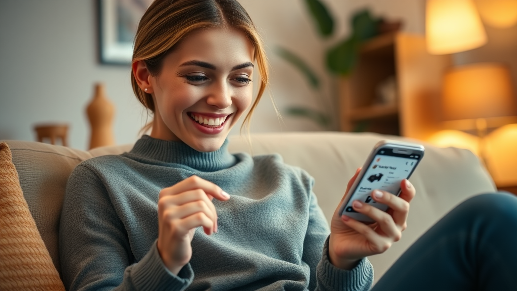 consumer delighted by AI-powered personalized product recommendation while shopping online