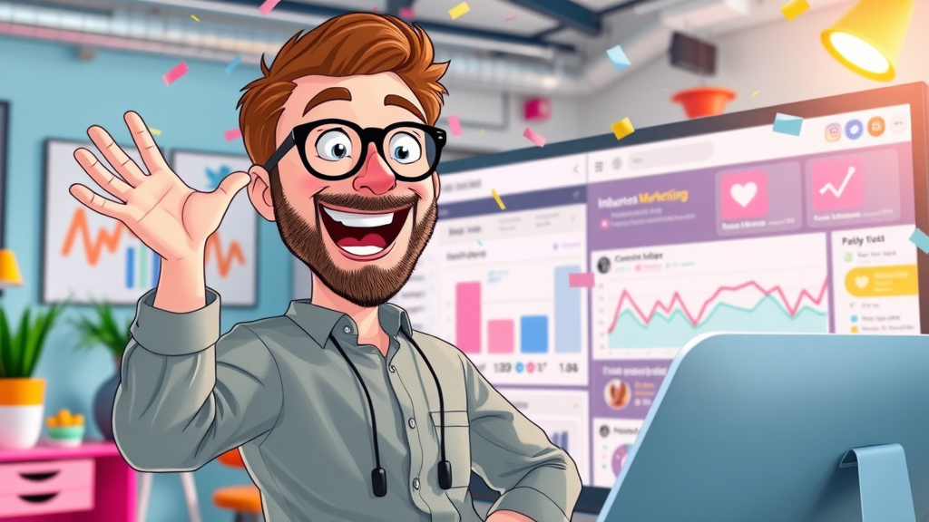 influencer marketing dashboard energetic social media strategist tracking follower surge, ai marketing case studies